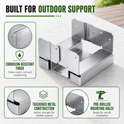 Hedday 6x6 Post Base for Concrete Heavy Duty Galvanized Post Anchor Base - style: With Accessories