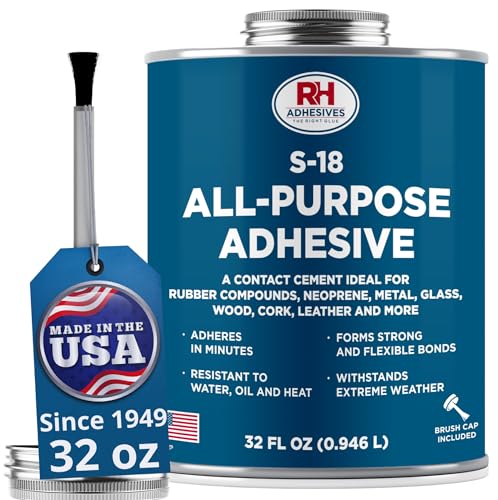 S-18 All-Purpose Adhesive 32 oz -Contact Cement for Headliner, Upholstery - size: 32 oz