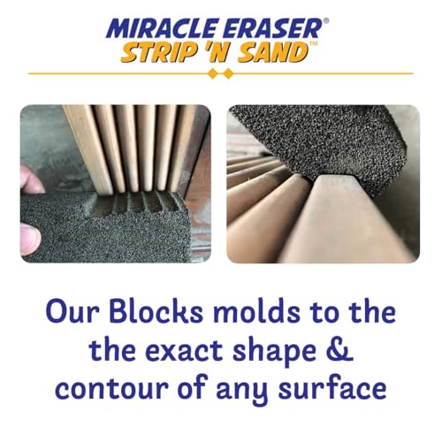 Strip 'N Sand Paint Remover 18 Blocks | Non‑Toxic, Chemical‑Free Paint & Varnish Stripper | Contour Sanding Blocks for Wood, Metal & Masonry | Ideal for Kitchen Cabinets, Furniture