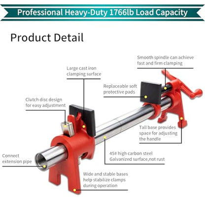 2-Pack 24 Inch Pipe Style Bar Clamps for Woodworking Gluing