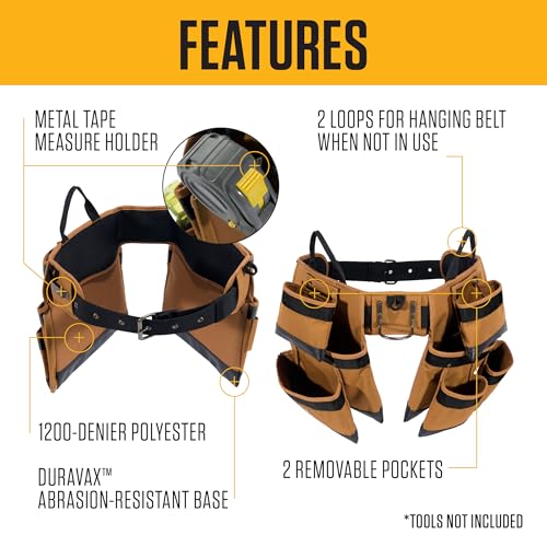 Carhartt 11 Pocket Padded Tool Belt Carhartt Brown - size: 11 Pocket