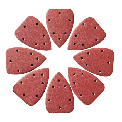 100 PCS Mouse Detail Sander Sandpaper 6 Holes, 80 Grit Hook and Loop Detail Sandpaper Aluminum 0xide Mouse Sanding Pads Triangular Sanding Sheets for Detail Mouse Sander - size: 6 Holes-80 Grit