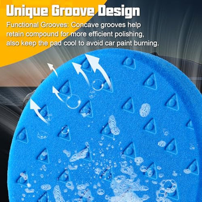 Polishing Pad 7.5 Inch 8 Pcs Foam Buffing Pads Kit with Wool Pads - size: 7.5 inch