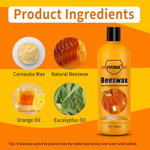 PIPIHUA Beeswax Polish and Conditioner for Wood Furniture - 16.23oz, 3 Pack - size: 16 Fl Oz (Pack of 3)