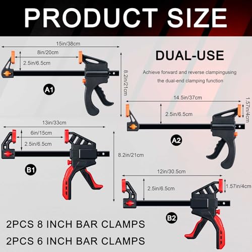 Bar Clamps for Woodworking, Trigger Clamp Set for Wood Carpenter Projects