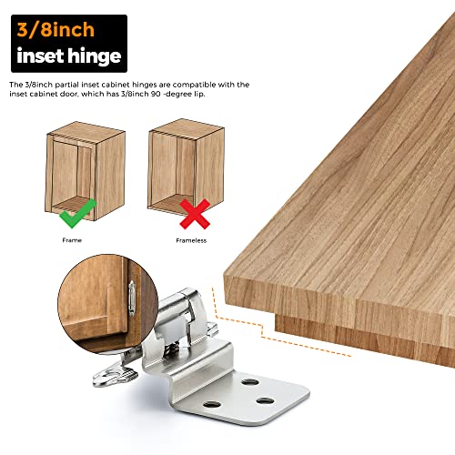 Ravinte 3/8" Inset Polished Chrome Cabinet Hinges 60 Pack (30 Pairs) - color: Polished Chrome