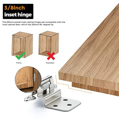 Ravinte 3/8" Inset Polished Chrome Cabinet Hinges 60 Pack (30 Pairs) - color: Polished Chrome