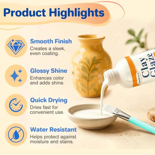 Air Dry Clay Glaze, 5.3 FL OZ Gloss Varnish for Polymer Clay & Crafts
