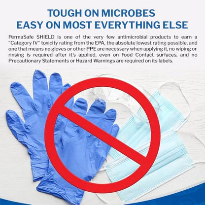 PermaSafe SHIELD 90-Day Antimicrobial Surface Protectant Spray | Long-Lasting, Multi-Surface Protection Against Growth & Spread of Bacteria, Mold, Mildew, Fungi & Algae | Indoor & Outdoor Use - 1 Gal - size: 128 Fl Oz (Pack of 1)
