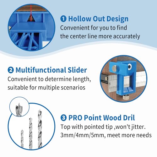 King&Charles Cabinet Hardware Jig&3pcs Point Wood Drill Bits - style: ORIGINAL-ABS