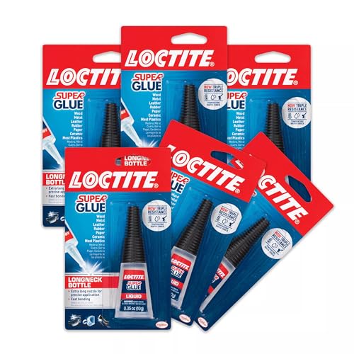 Loctite Super Glue Liquid Longneck Bottle, 10g Bottle (Pack of 6) Instant Adhesive for Plastic, Wood & Metal, Clear Superglue with Extra Long Precision Nozzle, Quick‑Dry Formula - size: 10g, style: 6 Pack