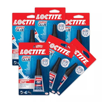 Loctite Super Glue Liquid Longneck Bottle, 10g Bottle (Pack of 6) Instant Adhesive for Plastic, Wood & Metal, Clear Superglue with Extra Long Precision Nozzle, Quick‑Dry Formula - size: 10g, style: 6 Pack
