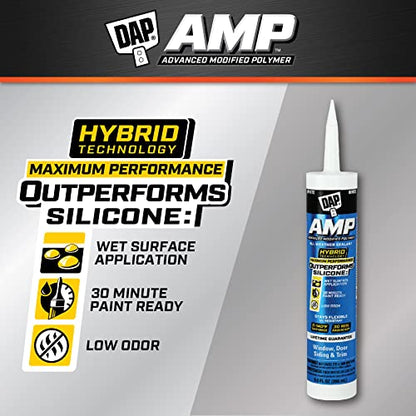 DAP AMP All Weather Window, Door and Siding Sealant, White, 9 Oz (7079800760)
