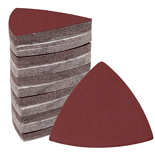 120 Pcs Triangle Sanding Pads, 400 Grits Detail Sander Sandpaper Hook and Loop Sanding Sheet,3-1/8"(80mm) Triangular Sandpaper for 3-1/8" Oscillating Multi Tool, No Holes - size: 400 Grit, style: No Hole