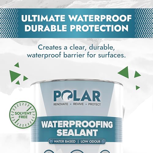 Polar Waterproofing Sealant - 84 Fl Oz - Clear Invisible Finish - Outdoor Waterproof Coating for Interior & Exterior Wood, Brick, Stone Surfaces, Concrete Tile & Grout - One Coat Waterproof Protection - size: 84 Fl Oz (Pack of 1)