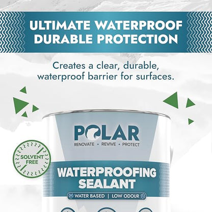 Polar Waterproofing Sealant - 84 Fl Oz - Clear Invisible Finish - Outdoor Waterproof Coating for Interior & Exterior Wood, Brick, Stone Surfaces, Concrete Tile & Grout - One Coat Waterproof Protection - size: 84 Fl Oz (Pack of 1)