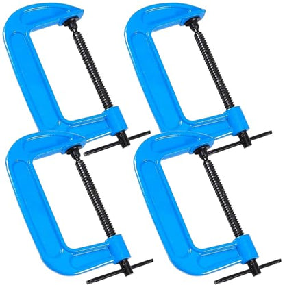 ZOENHOU 4 PCS 6 Inch C Clamps, Heavy Duty Malleable Iron G Clamps with 6 Inch Jaw Opening, C Clamp Brakes Sliding T-Bar Handle 2.5 Inches Throat Depth 2.2lb Each - size: 6 inch