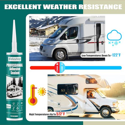 RV Sealant, RV Roof Sealant, Lap Sealant for RV Roofs, RV Caulking Sealant White, Waterproof RV Self-Leveling Lap Sealant,RV Silicone Sealant for Camper Motorhomes Trailers RV Roofing Repair(2 Pack) - style: 2 Pcs