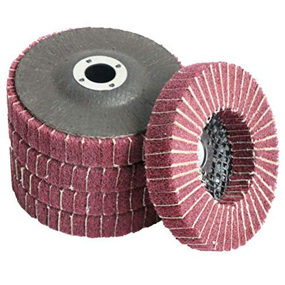 FPPO 5Pcs 4.5" x 7/8" Nylon Fiber Flap Disc Polishing Grinding Wheel,Scouring pad Buffing Wheel for Angle Grinder, Polishing Tools (Grit 240) - style: grit 240