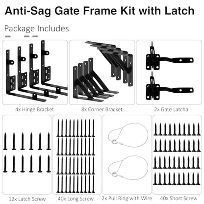 Anti Sag Gate Kit Heavy Duty Gate Hardware Kit for Wooden Gate Fence - size: 2 sets