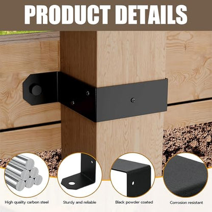 5PCS 4" X 4" Strap Post Ties, Heavy Duty Deck Fence Brackets - size: 4*4