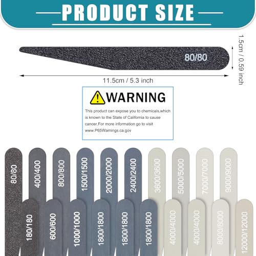 Honoson 20 Pcs Sanding Sticks Model, Low and High Grits, Stylish Style - style: Stylish Style