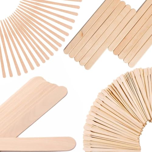 Mibly 4 Style Pack of 600 Assorted Wooden Wax Sticks for Body Legs Face and Small Medium Large Sizes Eyebrow Waxing Applicator Spatulas for Home and Spa Usage (Assorted Pack of 600) - size: Assorted Pack of 600