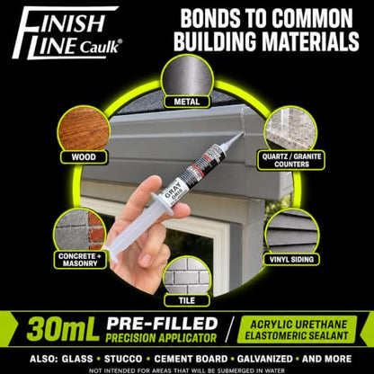 30mL Pre-Filled Precision Caulk Applicator Gray 5-Pack - color: Aluminum Gray