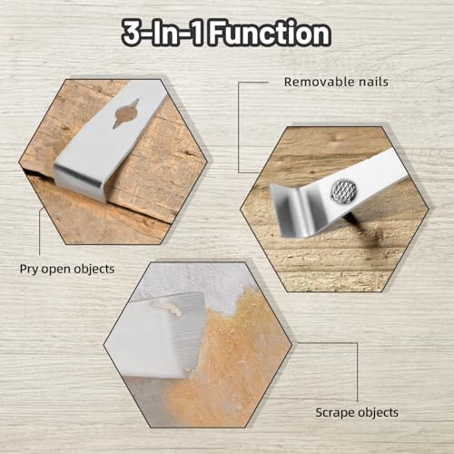 2PCS Stainless Steel Pry Bar Scraper, Metal Mini Flat Pry Bar Set, Multipurpose Crowbar Hive Tool with Trim Scraper, Small Flat-Pry Crowbar Tool for Beekeeping Equipment Pulling Scraping Lifting Tasks