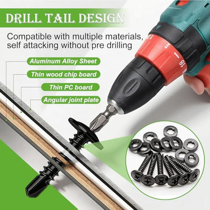 mxuteuk 510PCS #8×1/2" Self Drilling Screws, 410 Stainless Steel - size: BK #8×1/2"