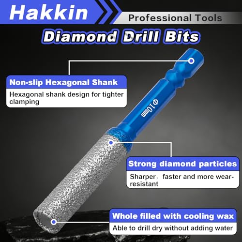 12PCS 2-in-1 Diamond Drill Bits, 1/4 Inch Hex Shank, 3/16" to 3/8" - size: D.3/16" to 3/8"