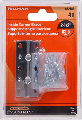 The Hillman Group 852183 2-1/2 x 3/4-Inch Inside Corner Brace, Zinc Plated