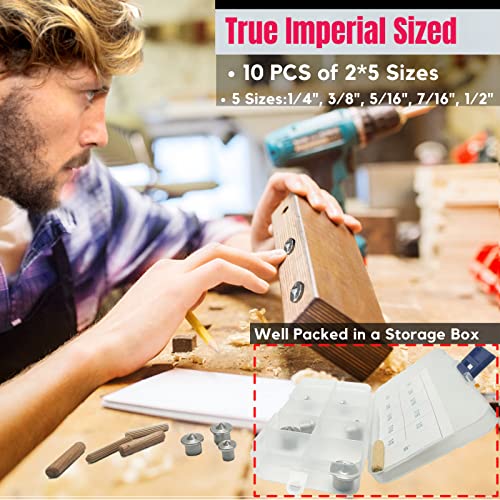 Dowel Centers, 10PCS 1/4", 3/8", 5/16", 7/16", 1/2" Centering Pins