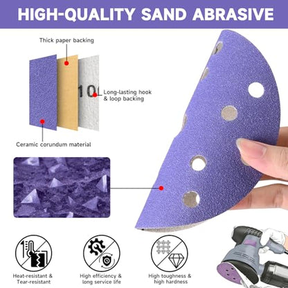 50Pcs 6 Inch Sanding Discs Assortment, Hook and Loop Orbital Sandpaper - style: MixGrit-50Pcs
