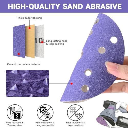 50Pcs 6 Inch Sanding Discs 150 Grit, Hook and Loop Orbital Sandpaper - style: 150Grit-50Pcs
