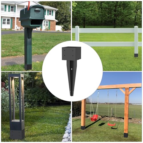 2 Pcs 17" Fence Post Anchor Ground Spike|Black Powder-Coated|6"x6" - size: 6"x 6"