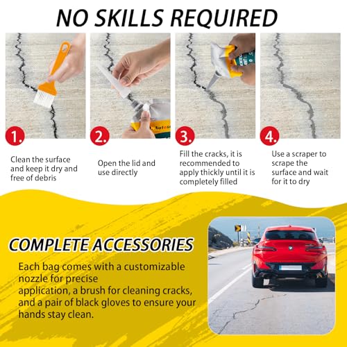 Concrete Crack Filler, Self-Leveling Cement Crack Filler, Fast-Drying Waterproof Concrete Repair Sealant, Durable Asphalt & Driveway Crack Filler for Sidewalk, Patio & Expansion Joint Repair — 4 PCS - color: Grey