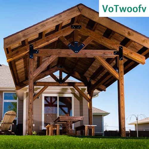Pergola Flat Brackets 10" x 3",I-Shape Straight Joining Brackets for 4 x 4 or 6 x 6 Lumber,Heavy Duty Mending Plate for Gazebo,Porch,Truss Framing,Log Cabins - 2Pack - size: I-Shape