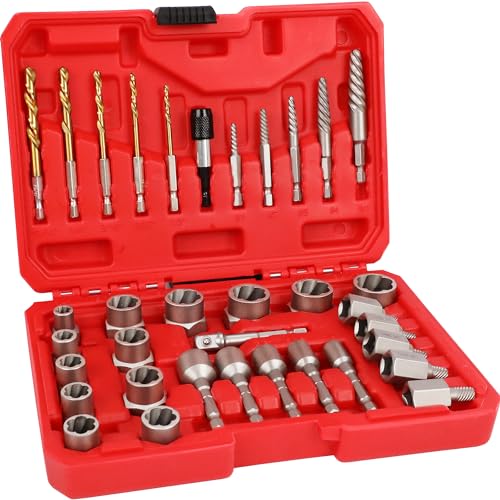 35Pcs Screw Bolt Extractor Set Left Hand Drill Bit with Hex Adapter - size: 35Pcs