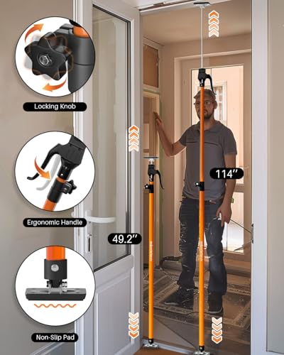 HOLOTHURIAN Cabinet Jack Support Pole, 49.2-114.2 inches Third Hand Tools Adjustable Support Pole, 3rd Hand Support System for Upper Cabinet Installation, 154 LB Capacity, 4-Pack - size: 49.2"-114.2" | 4PC