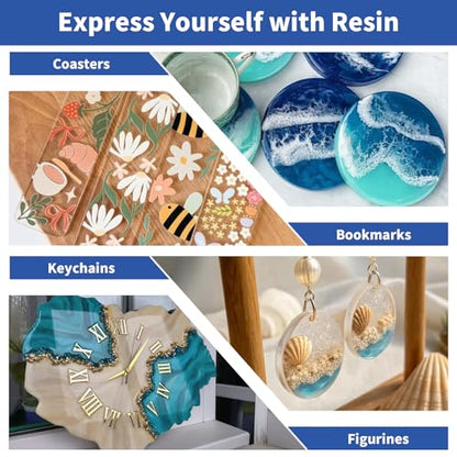 16OZ Crystal Clear Epoxy Resin Kit, 1:1 Self-Leveling, Bubble Free - size: 16 OZ