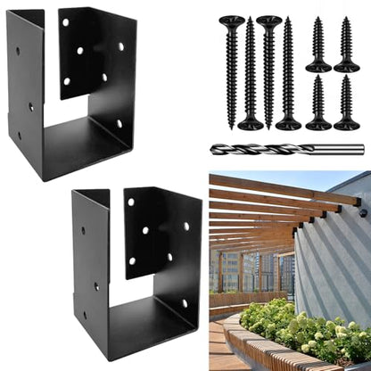 Concealed Joist Hanger Brackets, Woodwork Concealed-Flange Hanger for 4" x 6”(Actual:3.5" x 5.5“) Lumber,U-Shaped Joist Steel Bracket for Wood Fence,Porch,Swing,Handrails(2Pack)