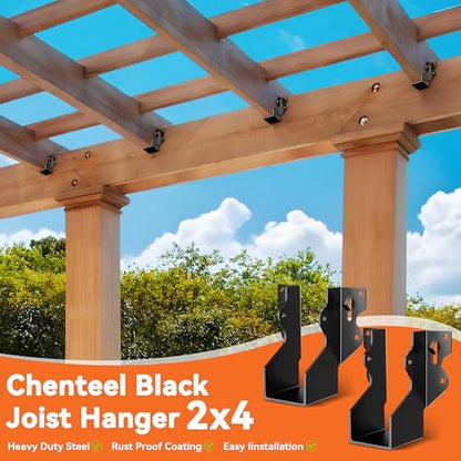 50 Pcs Black 2x4 Joist Hanger,LU24 18 Gauge Double Shear Face Mount Joist Hanger,Hurricane Ties for Rafters Tie Brackets Great for Floor Deck and Ceiling Joists - size: 50Pcs 2x4, style: Black