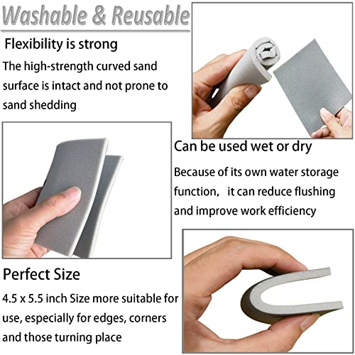 10 PCS 600 Grit 4.5 x 5.5 Inch Sanding Sponge Set, Wet or Dry Hand Sanding Sponges Sheet, Flexible Soft Foam Sand Block for Drywall, Corner Contour, Metal Wood - style: 600 Grit