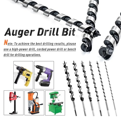 3/8 Inch x 12 Inch Long Ship Auger Drill Bit Set for Wood - size: 3/8"x12"
