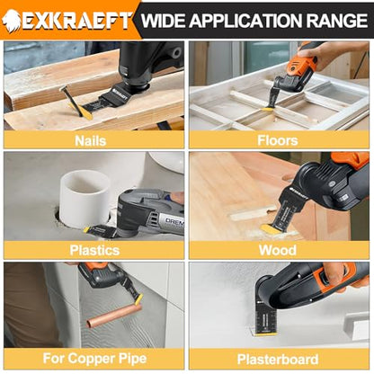 EXKRAEFT 30 PCS Multitool Blades, Titanium Oscillating Saw Blades for Metal