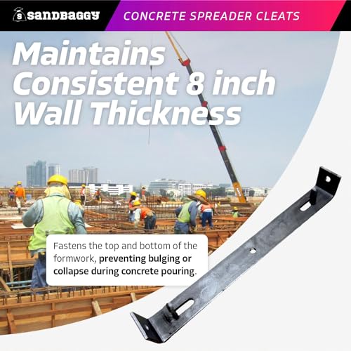 Sandbaggy 8" Concrete Spreader Cleats - ¾ Plywood - Form Clips - Black Annealed Steel - Maintains Consistent 8 inch Wall Thickness (8" x 3/4", 80) - size: 8" x 3/4"
