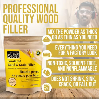Trade Secret Wood Grain Filler, Water-Mix Powdered Formula, 150 g Pouch - color: Maple/Birch/Pine