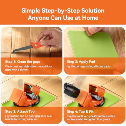 Floor Gap Fixer Tool,Heavy Duty 45° Striking Surface Floor Suction Cup Tool with Slot Cutter and Silicone Pad & Rubber Mallet for Repair Laminate Vinyl Hardwood Flooring - size: 45° Striking Surface