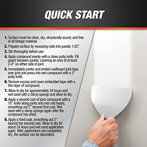 DAP Wallboard Joint Compound, White, 12 Lbs (7079810102) - size: 12 lb.